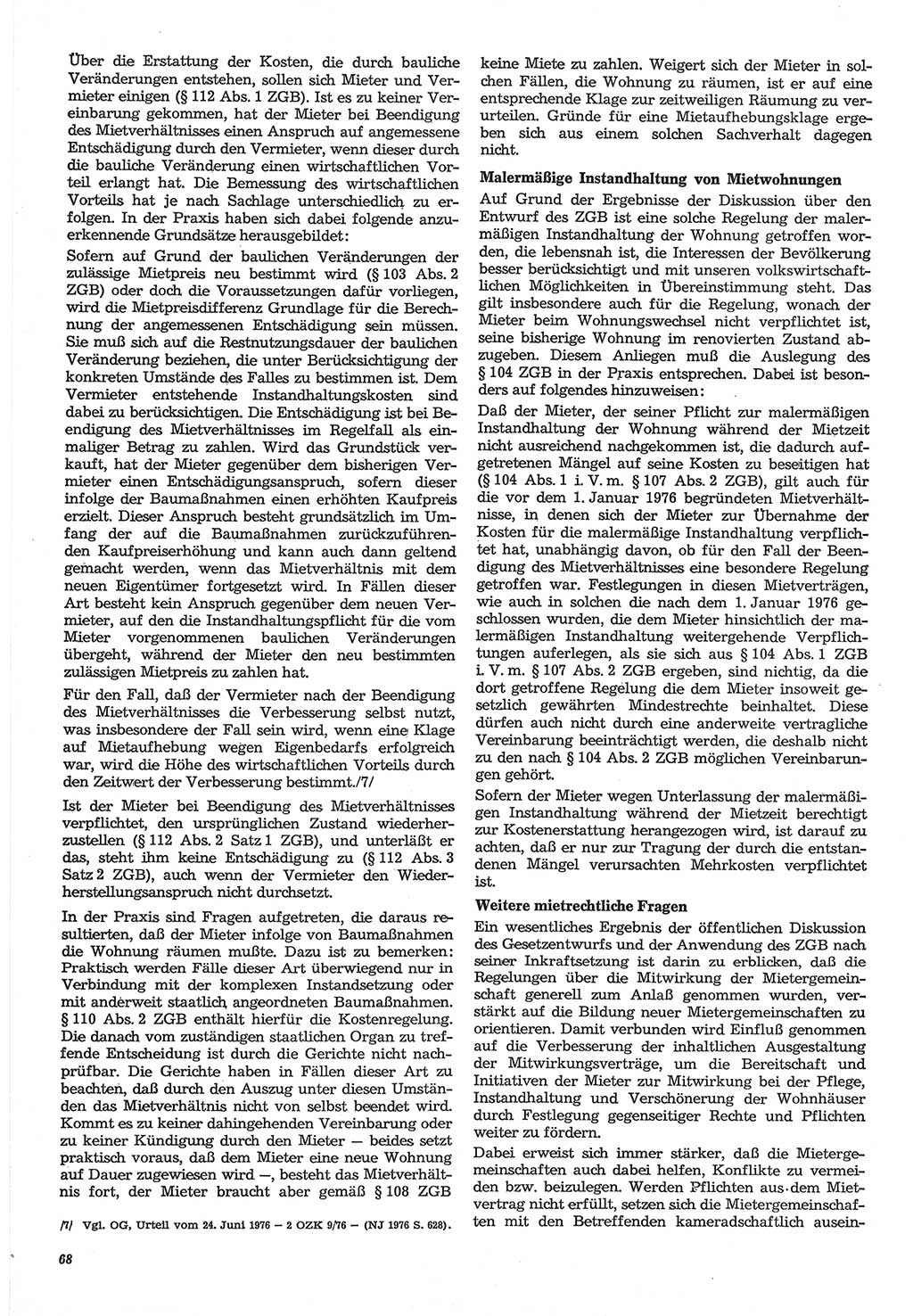 Neue Justiz (NJ), Zeitschrift für Recht und Rechtswissenschaft-Zeitschrift, sozialistisches Recht und Gesetzlichkeit, 31. Jahrgang 1977, Seite 68 (NJ DDR 1977, S. 68)