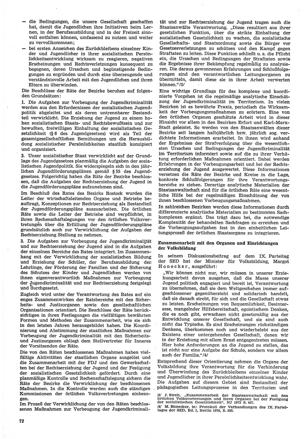 Neue Justiz (NJ), Zeitschrift für Recht und Rechtswissenschaft-Zeitschrift, sozialistisches Recht und Gesetzlichkeit, 31. Jahrgang 1977, Seite 72 (NJ DDR 1977, S. 72)