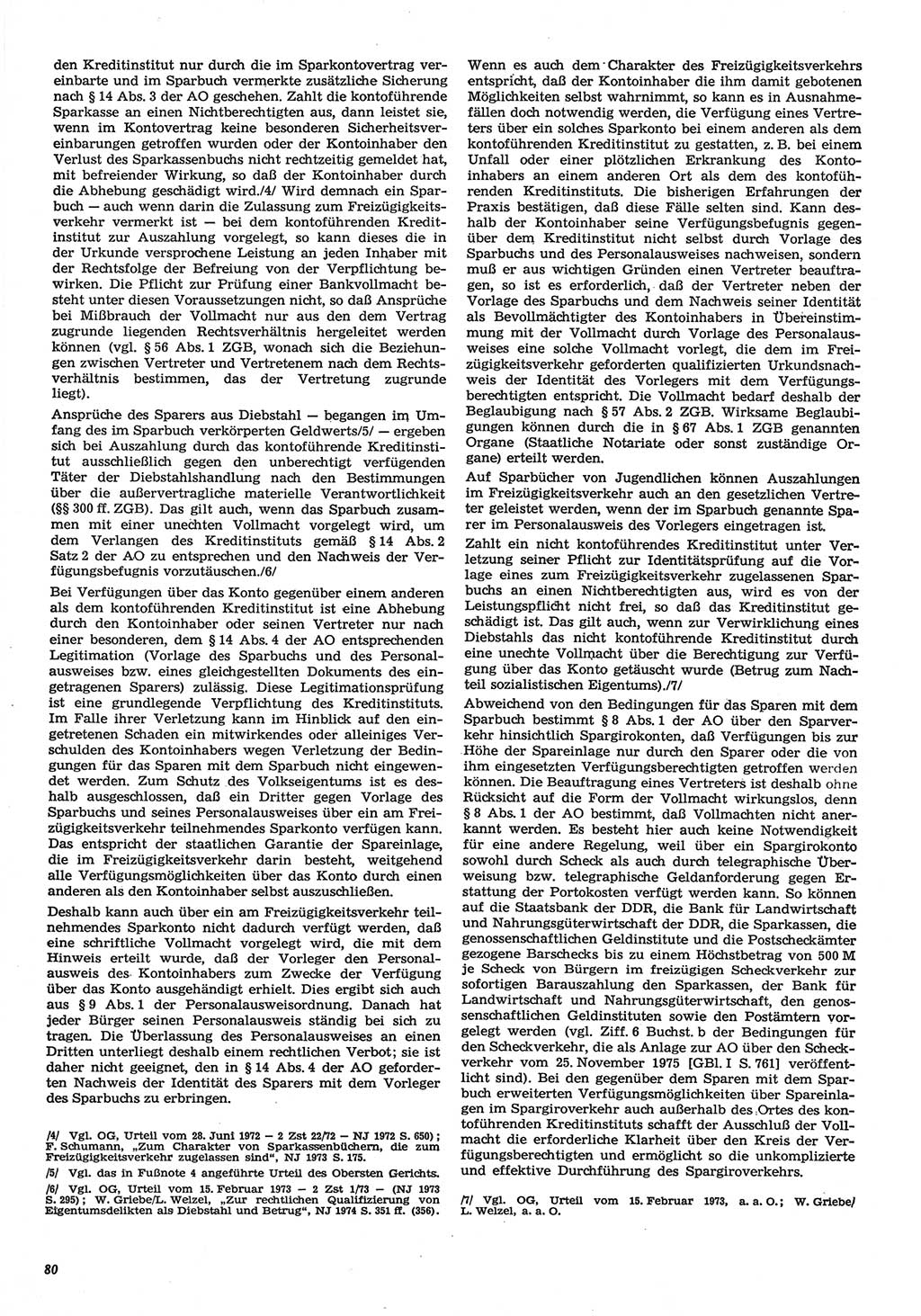 Neue Justiz (NJ), Zeitschrift für Recht und Rechtswissenschaft-Zeitschrift, sozialistisches Recht und Gesetzlichkeit, 31. Jahrgang 1977, Seite 80 (NJ DDR 1977, S. 80)