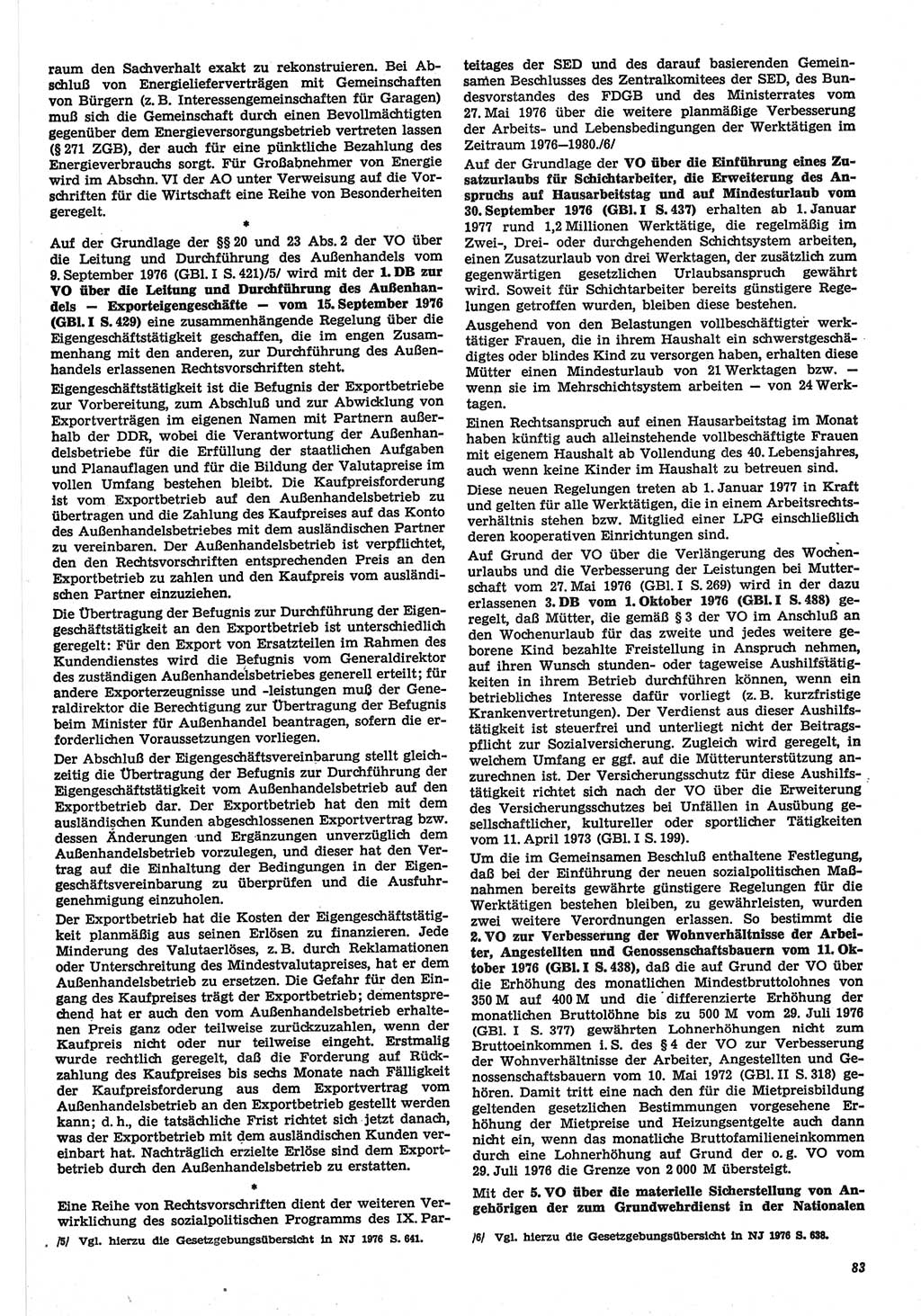 Neue Justiz (NJ), Zeitschrift für Recht und Rechtswissenschaft-Zeitschrift, sozialistisches Recht und Gesetzlichkeit, 31. Jahrgang 1977, Seite 83 (NJ DDR 1977, S. 83)