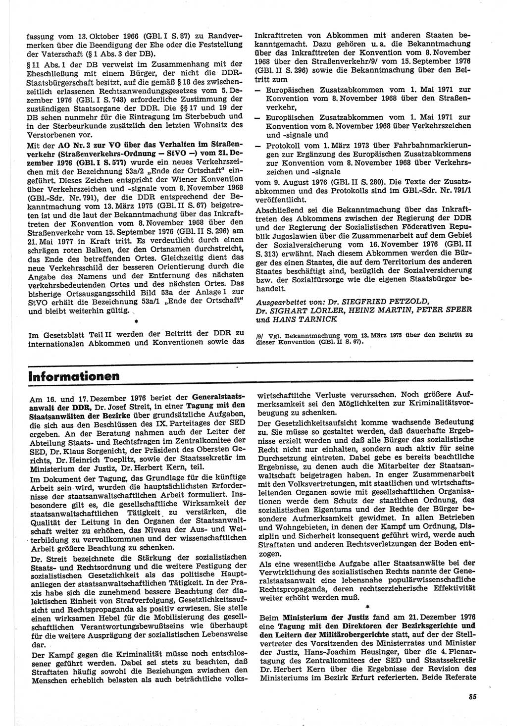 Neue Justiz (NJ), Zeitschrift für Recht und Rechtswissenschaft-Zeitschrift, sozialistisches Recht und Gesetzlichkeit, 31. Jahrgang 1977, Seite 85 (NJ DDR 1977, S. 85)
