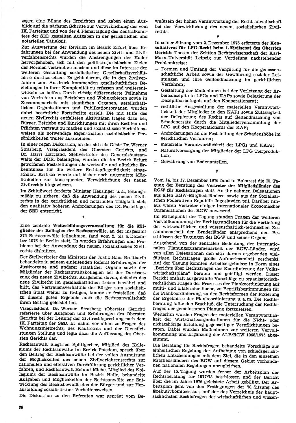 Neue Justiz (NJ), Zeitschrift für Recht und Rechtswissenschaft-Zeitschrift, sozialistisches Recht und Gesetzlichkeit, 31. Jahrgang 1977, Seite 86 (NJ DDR 1977, S. 86)