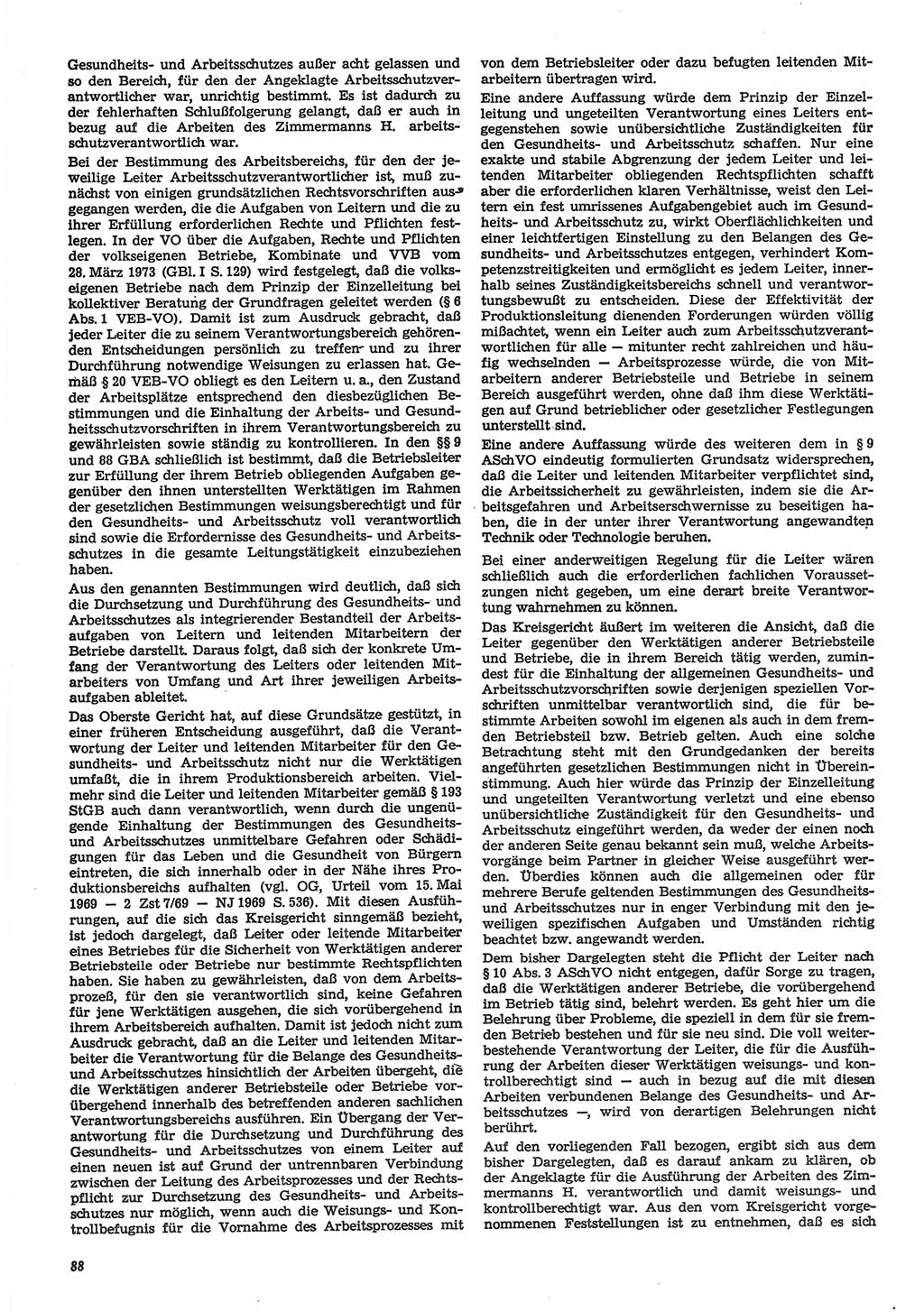 Neue Justiz (NJ), Zeitschrift für Recht und Rechtswissenschaft-Zeitschrift, sozialistisches Recht und Gesetzlichkeit, 31. Jahrgang 1977, Seite 88 (NJ DDR 1977, S. 88)