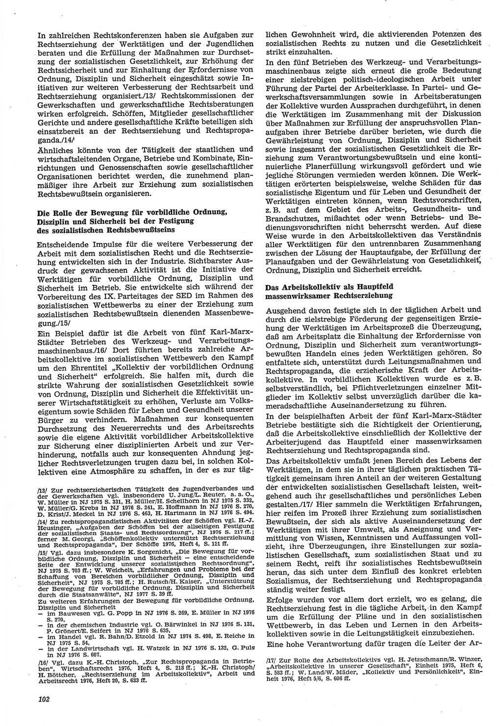 Neue Justiz (NJ), Zeitschrift für Recht und Rechtswissenschaft-Zeitschrift, sozialistisches Recht und Gesetzlichkeit, 31. Jahrgang 1977, Seite 102 (NJ DDR 1977, S. 102)