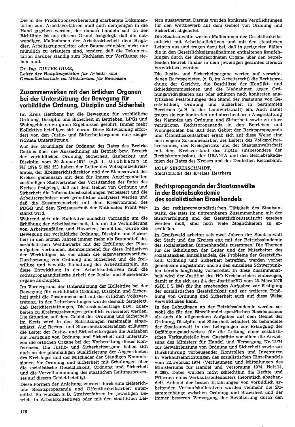 Neue Justiz (NJ), Zeitschrift für Recht und Rechtswissenschaft-Zeitschrift, sozialistisches Recht und Gesetzlichkeit, 31. Jahrgang 1977, Seite 116 (NJ DDR 1977, S. 116)