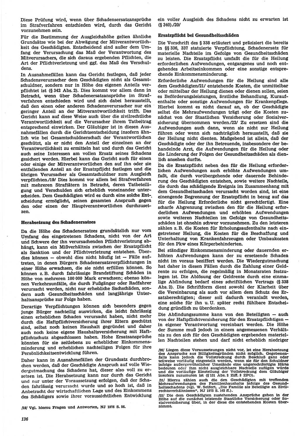 Neue Justiz (NJ), Zeitschrift für Recht und Rechtswissenschaft-Zeitschrift, sozialistisches Recht und Gesetzlichkeit, 31. Jahrgang 1977, Seite 136 (NJ DDR 1977, S. 136)