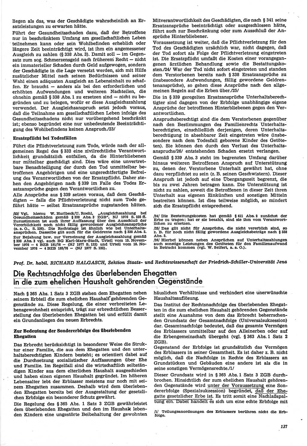 Neue Justiz (NJ), Zeitschrift für Recht und Rechtswissenschaft-Zeitschrift, sozialistisches Recht und Gesetzlichkeit, 31. Jahrgang 1977, Seite 137 (NJ DDR 1977, S. 137)