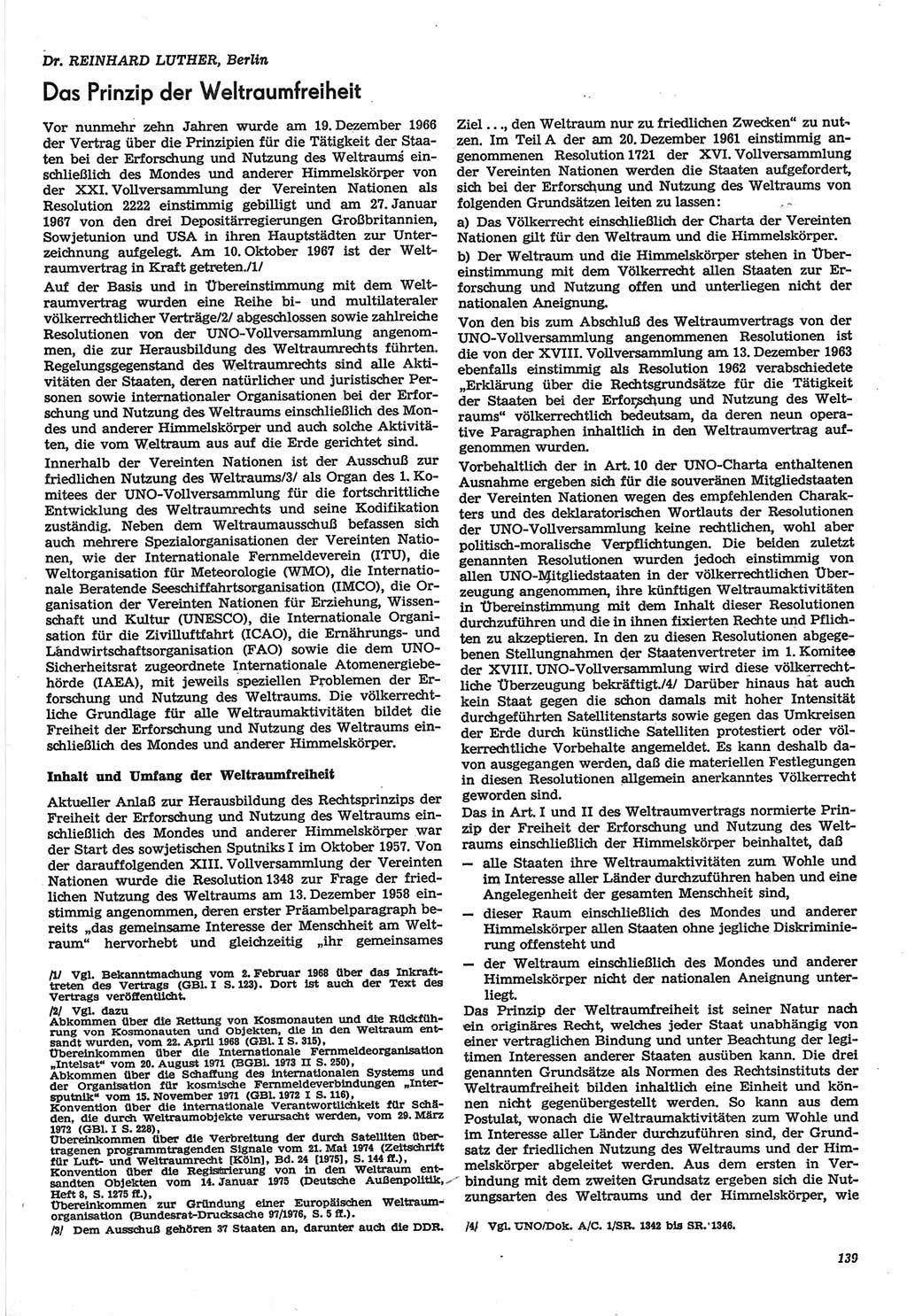 Neue Justiz (NJ), Zeitschrift für Recht und Rechtswissenschaft-Zeitschrift, sozialistisches Recht und Gesetzlichkeit, 31. Jahrgang 1977, Seite 139 (NJ DDR 1977, S. 139)
