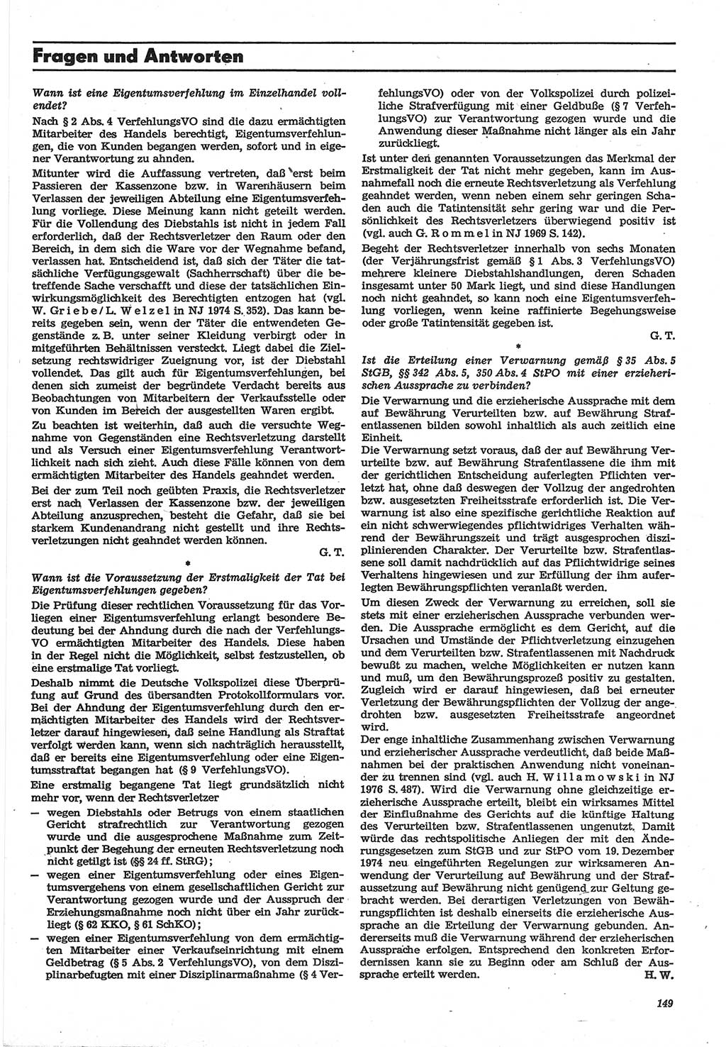 Neue Justiz (NJ), Zeitschrift für Recht und Rechtswissenschaft-Zeitschrift, sozialistisches Recht und Gesetzlichkeit, 31. Jahrgang 1977, Seite 149 (NJ DDR 1977, S. 149)