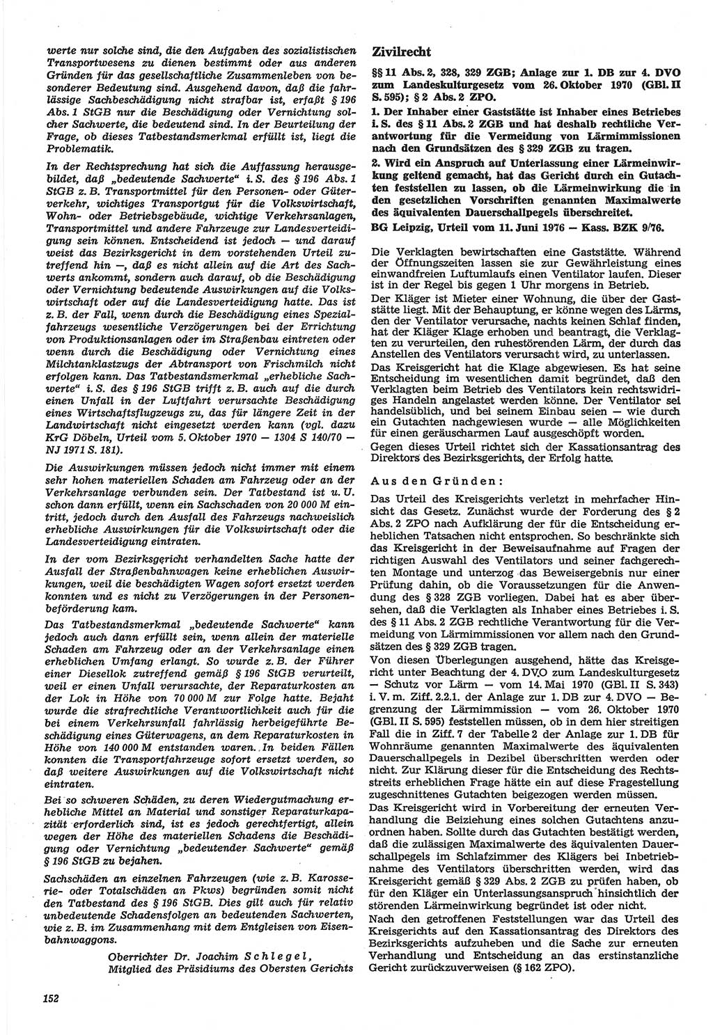 Neue Justiz (NJ), Zeitschrift für Recht und Rechtswissenschaft-Zeitschrift, sozialistisches Recht und Gesetzlichkeit, 31. Jahrgang 1977, Seite 152 (NJ DDR 1977, S. 152)
