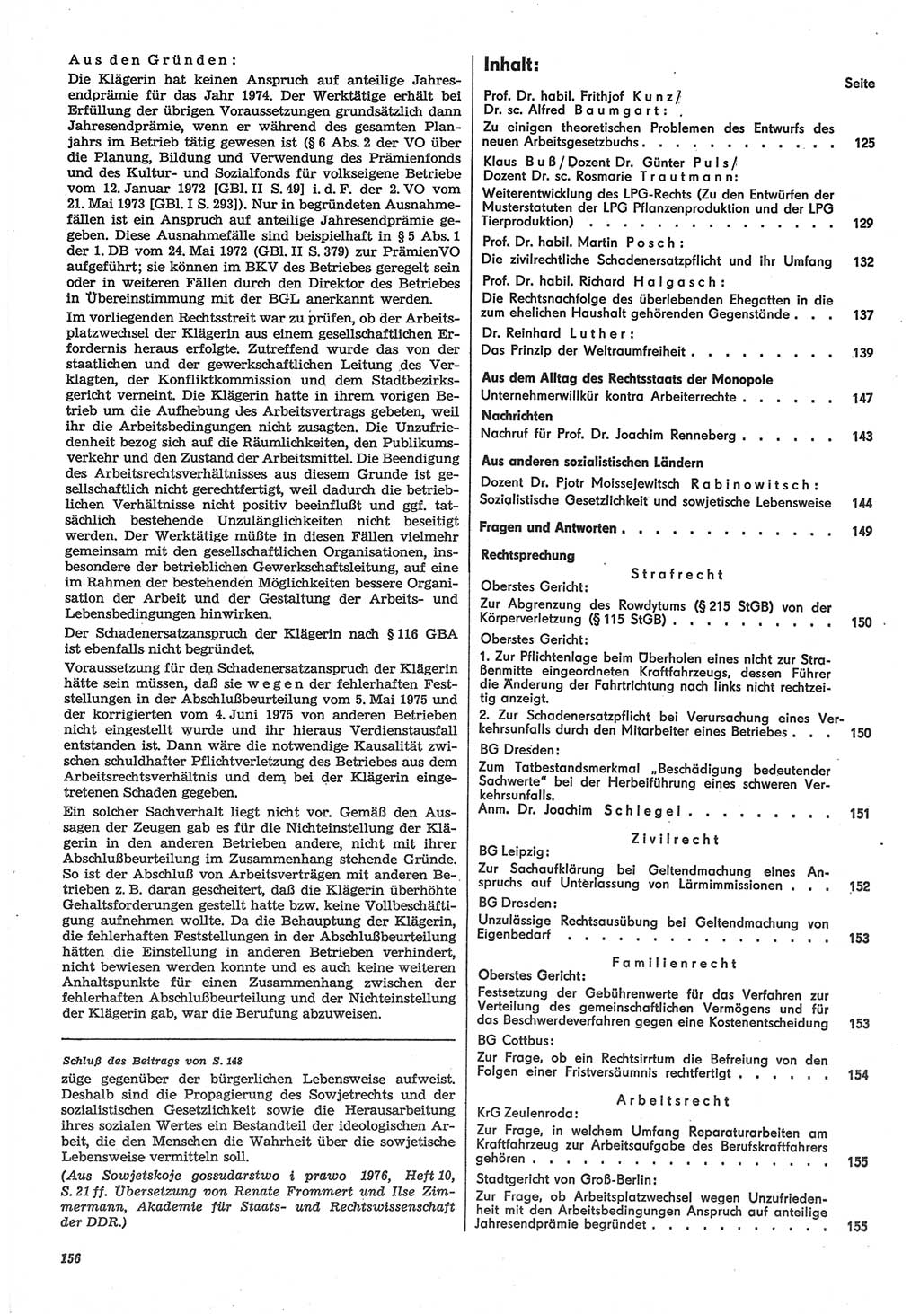 Neue Justiz (NJ), Zeitschrift für Recht und Rechtswissenschaft-Zeitschrift, sozialistisches Recht und Gesetzlichkeit, 31. Jahrgang 1977, Seite 156 (NJ DDR 1977, S. 156)