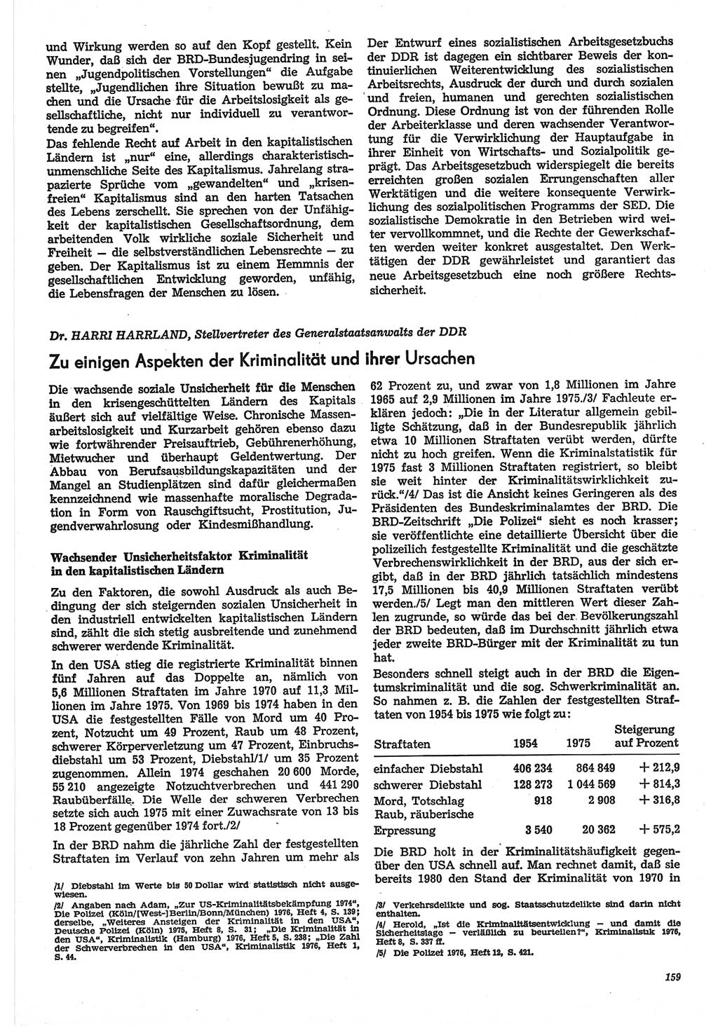 Neue Justiz (NJ), Zeitschrift für Recht und Rechtswissenschaft-Zeitschrift, sozialistisches Recht und Gesetzlichkeit, 31. Jahrgang 1977, Seite 159 (NJ DDR 1977, S. 159)