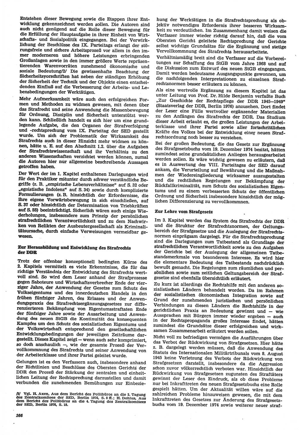 Neue Justiz (NJ), Zeitschrift für Recht und Rechtswissenschaft-Zeitschrift, sozialistisches Recht und Gesetzlichkeit, 31. Jahrgang 1977, Seite 166 (NJ DDR 1977, S. 166)