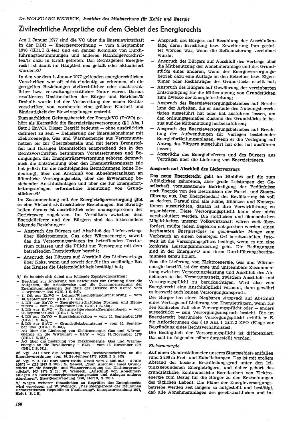 Neue Justiz (NJ), Zeitschrift für Recht und Rechtswissenschaft-Zeitschrift, sozialistisches Recht und Gesetzlichkeit, 31. Jahrgang 1977, Seite 168 (NJ DDR 1977, S. 168)
