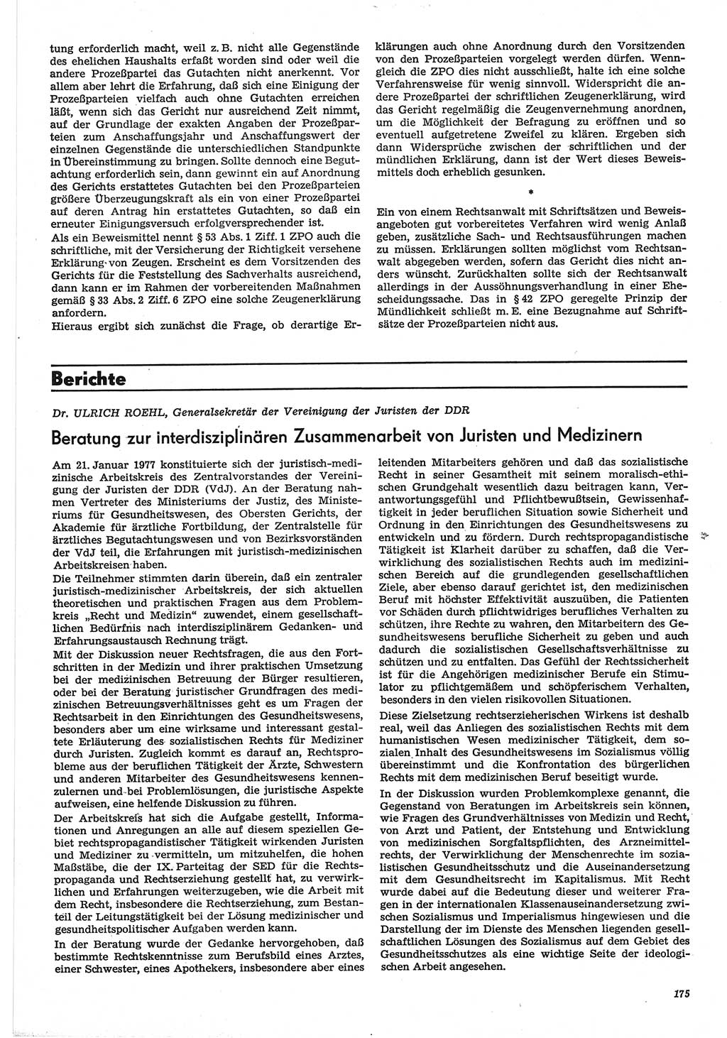 Neue Justiz (NJ), Zeitschrift für Recht und Rechtswissenschaft-Zeitschrift, sozialistisches Recht und Gesetzlichkeit, 31. Jahrgang 1977, Seite 175 (NJ DDR 1977, S. 175)