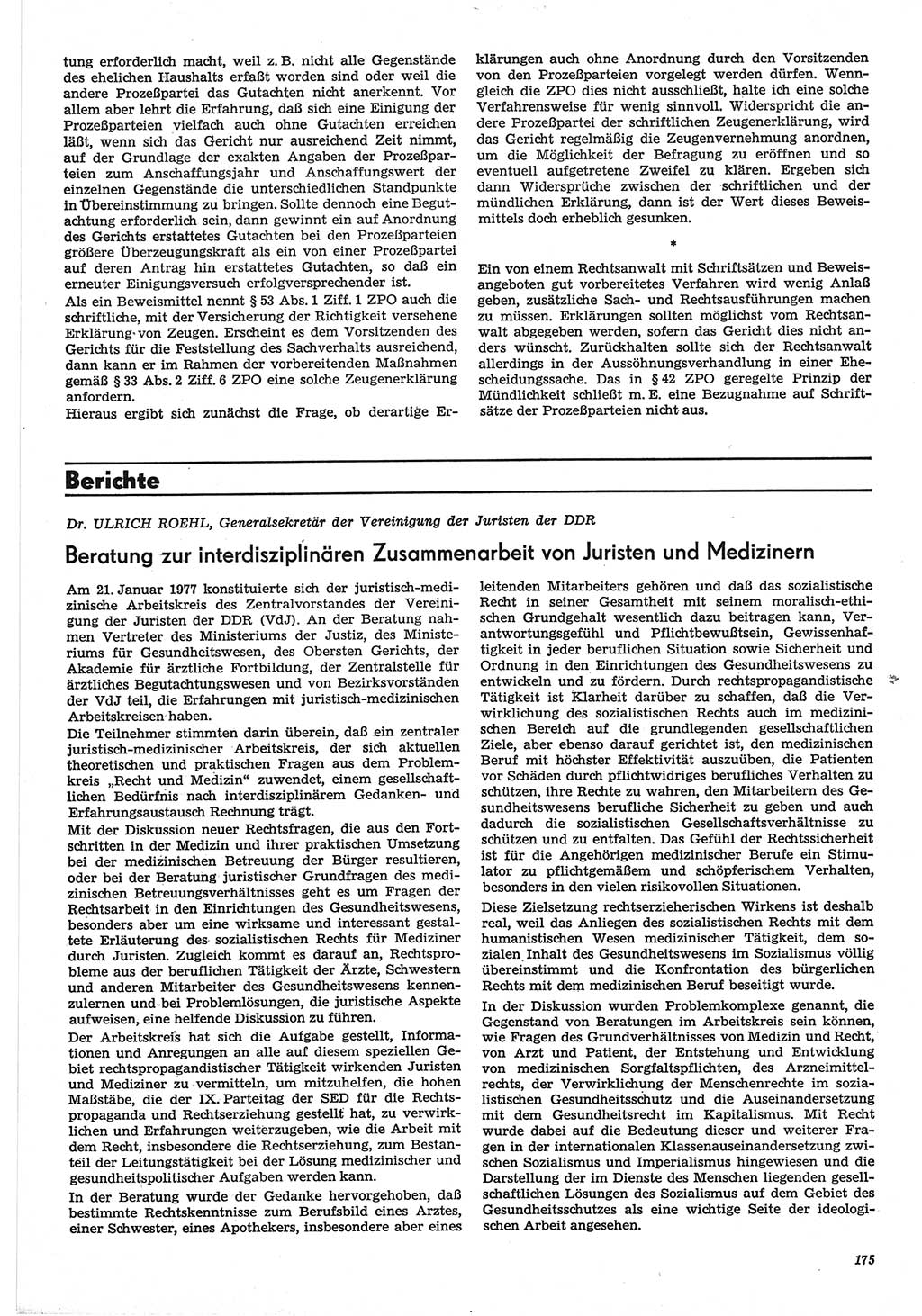 Neue Justiz (NJ), Zeitschrift für Recht und Rechtswissenschaft-Zeitschrift, sozialistisches Recht und Gesetzlichkeit, 31. Jahrgang 1977, Seite 175 (NJ DDR 1977, S. 175)