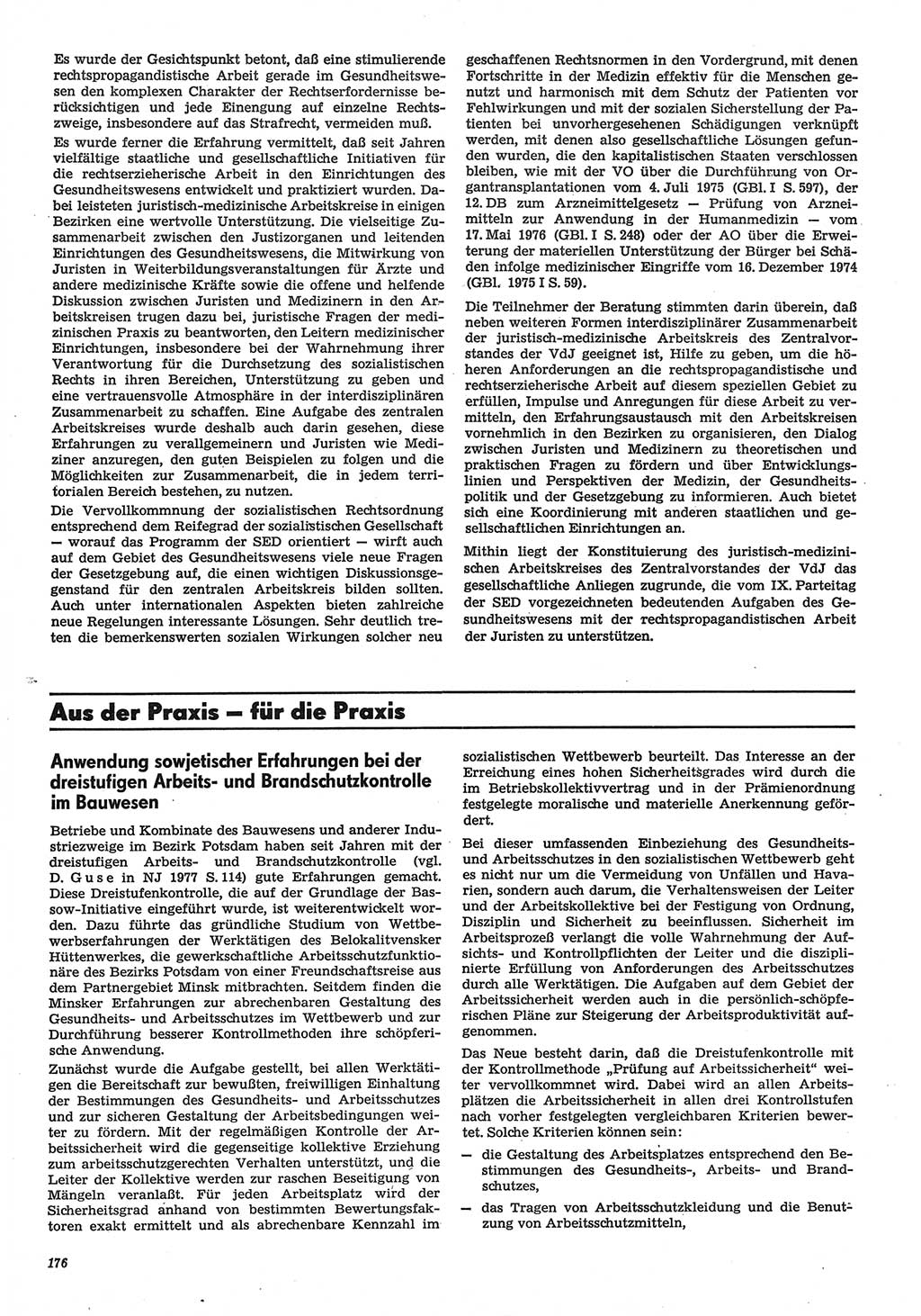 Neue Justiz (NJ), Zeitschrift für Recht und Rechtswissenschaft-Zeitschrift, sozialistisches Recht und Gesetzlichkeit, 31. Jahrgang 1977, Seite 176 (NJ DDR 1977, S. 176)