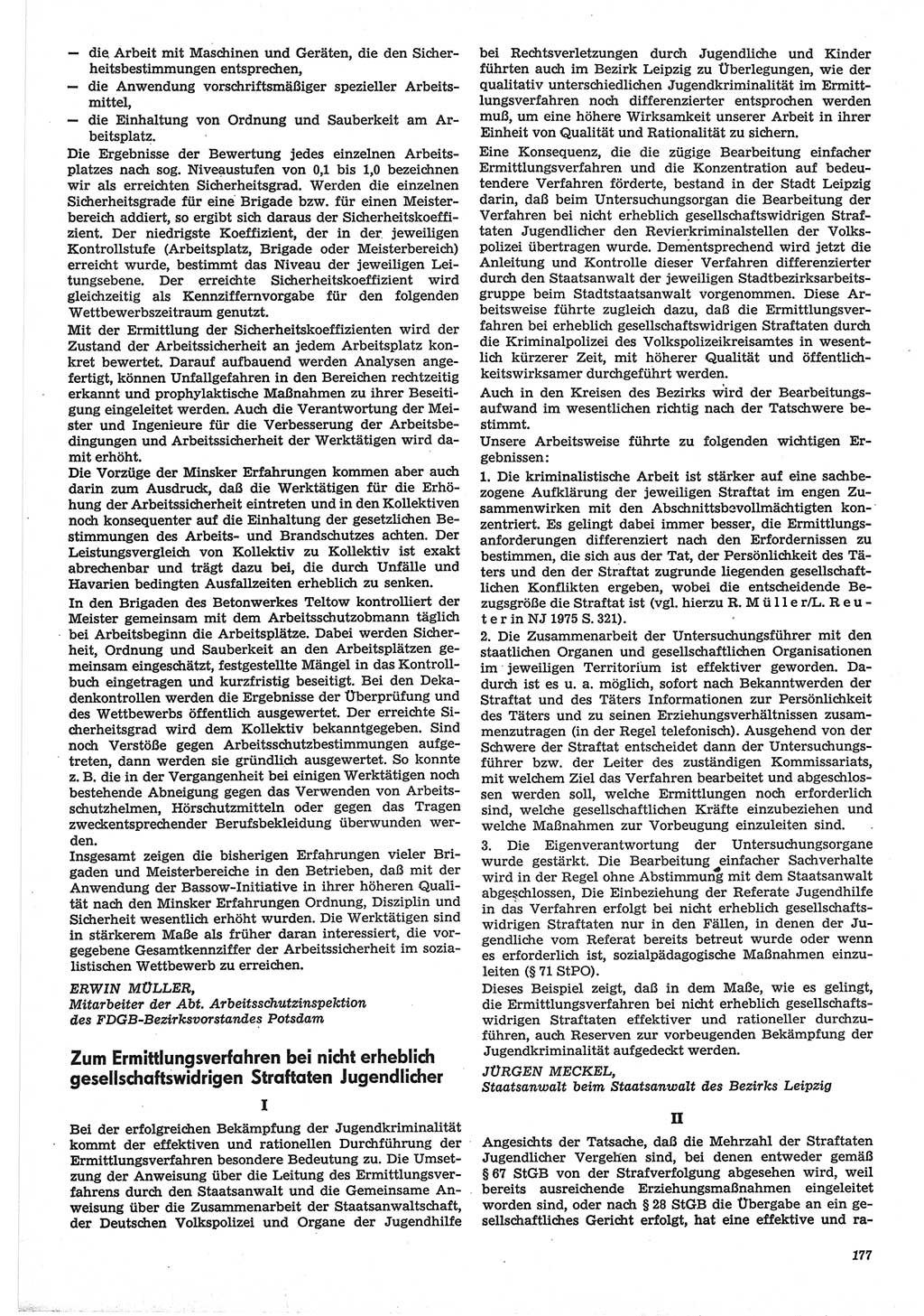 Neue Justiz (NJ), Zeitschrift für Recht und Rechtswissenschaft-Zeitschrift, sozialistisches Recht und Gesetzlichkeit, 31. Jahrgang 1977, Seite 177 (NJ DDR 1977, S. 177)