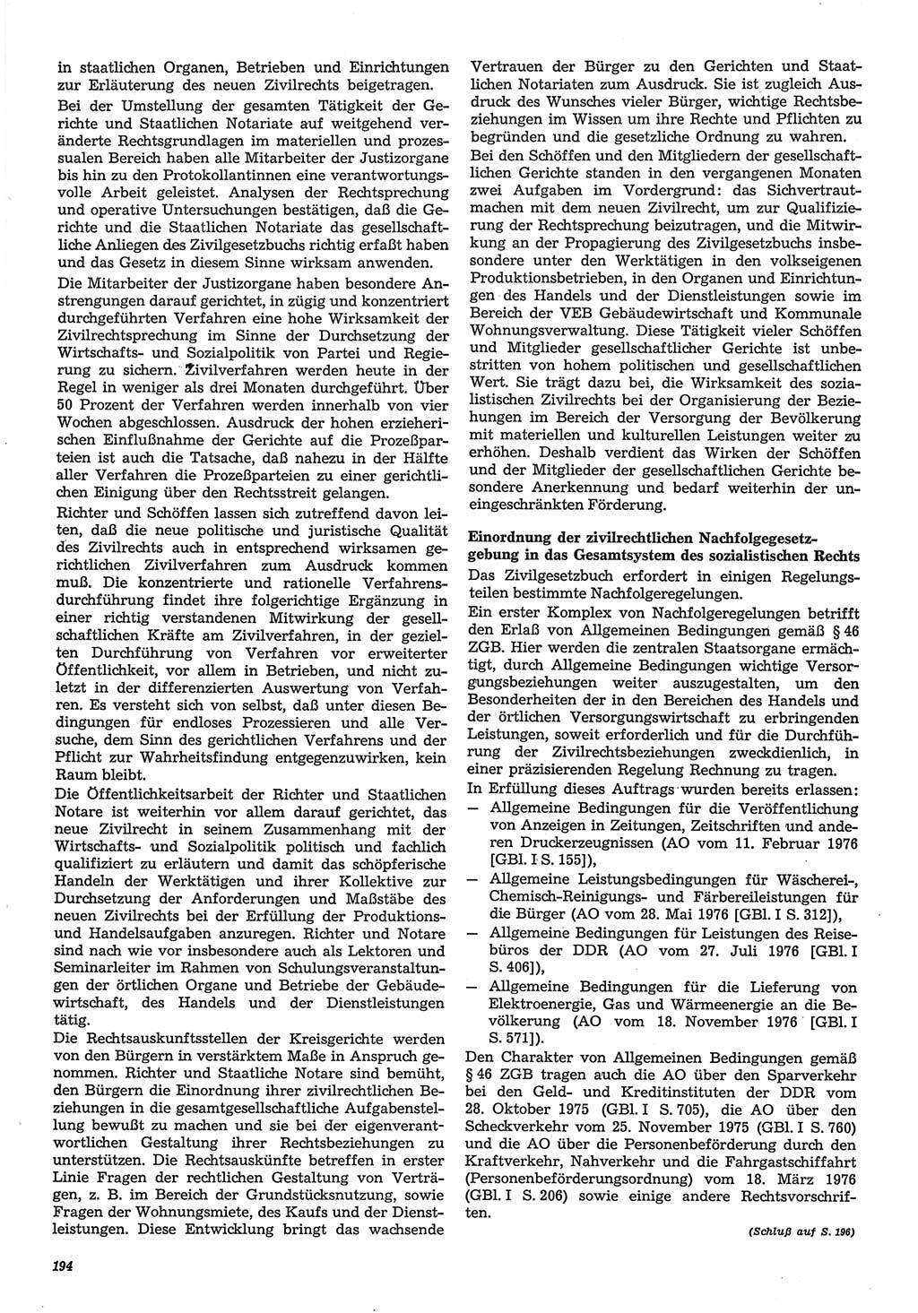 Neue Justiz (NJ), Zeitschrift für Recht und Rechtswissenschaft-Zeitschrift, sozialistisches Recht und Gesetzlichkeit, 31. Jahrgang 1977, Seite 194 (NJ DDR 1977, S. 194)