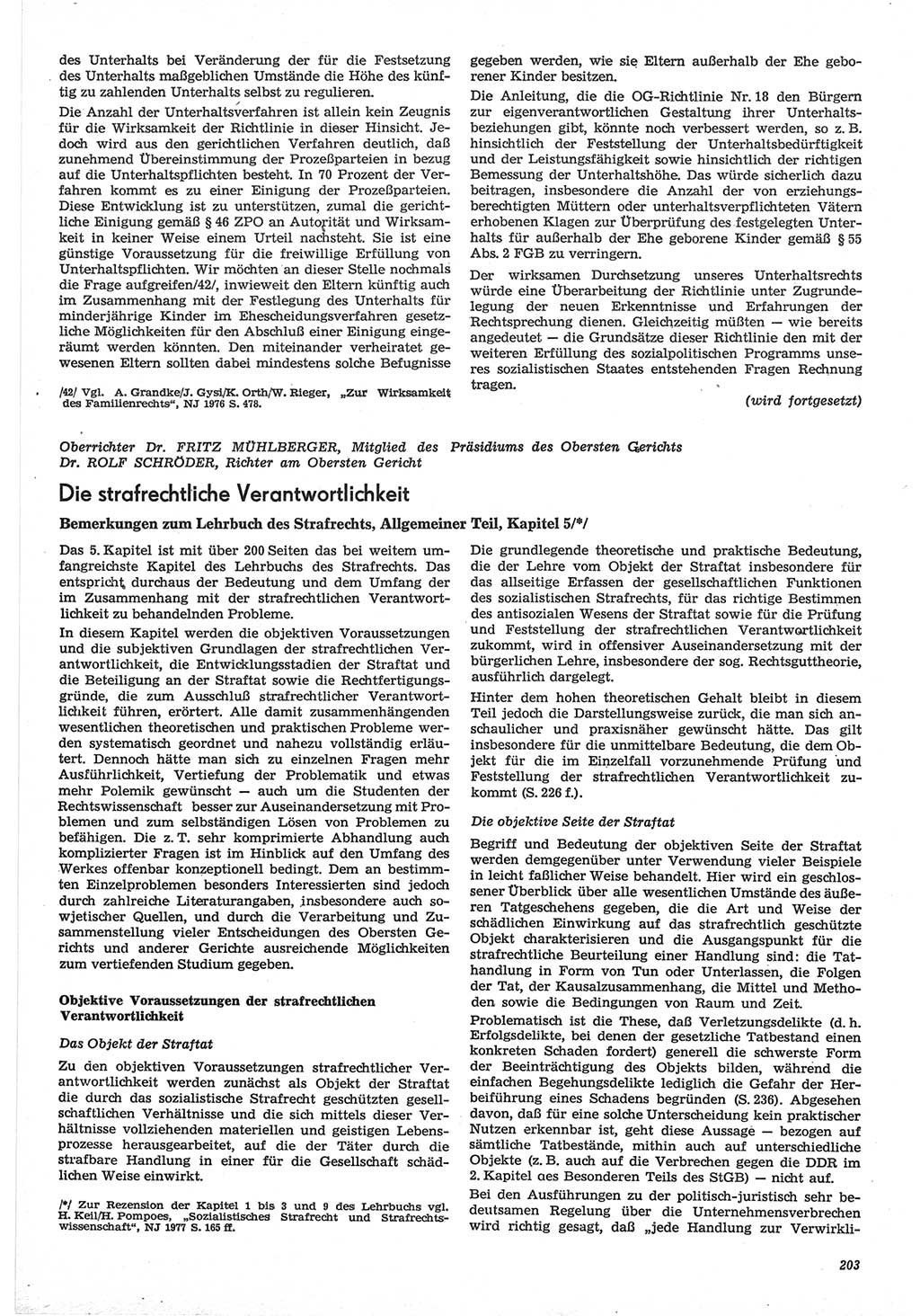 Neue Justiz (NJ), Zeitschrift für Recht und Rechtswissenschaft-Zeitschrift, sozialistisches Recht und Gesetzlichkeit, 31. Jahrgang 1977, Seite 203 (NJ DDR 1977, S. 203)