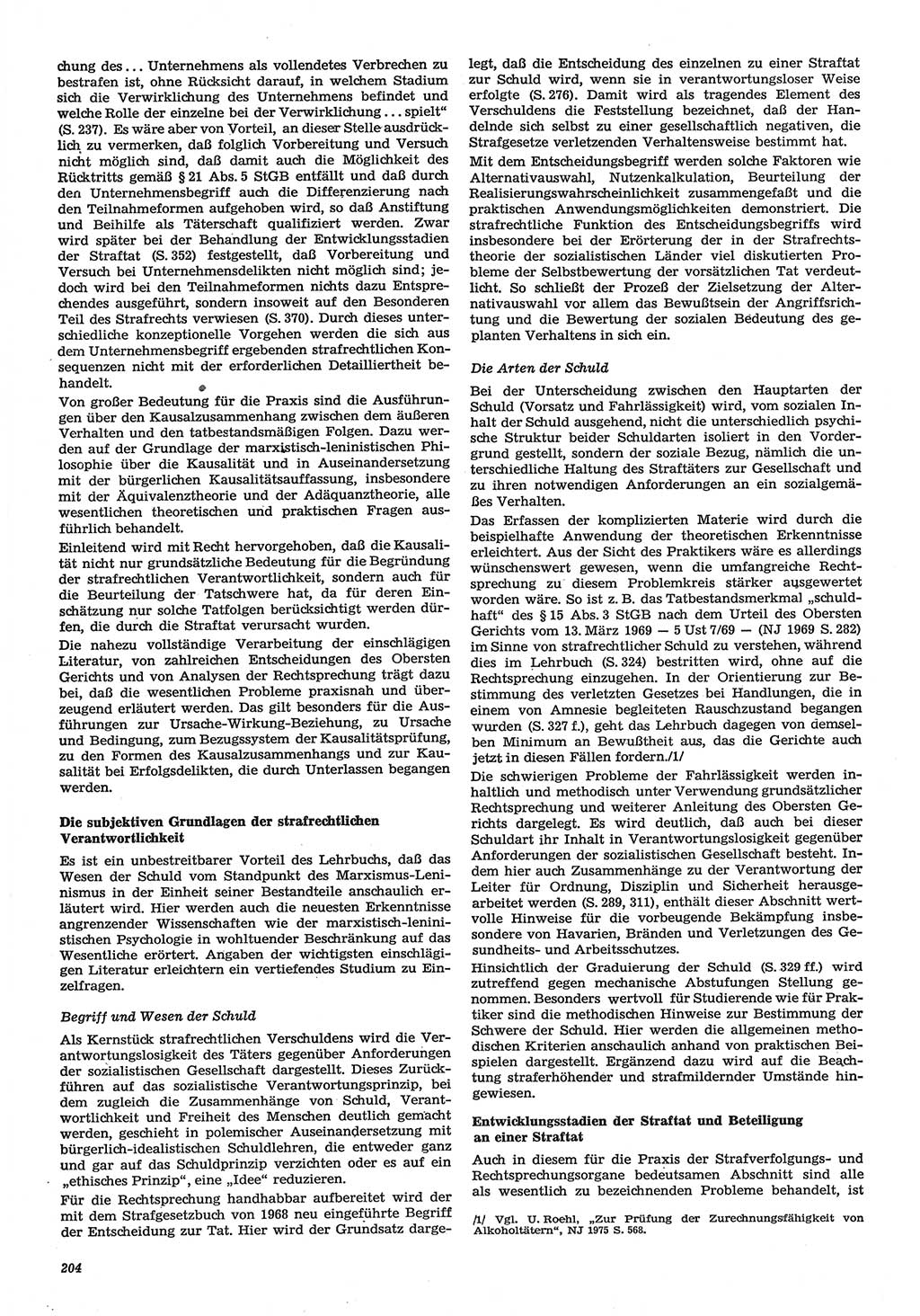 Neue Justiz (NJ), Zeitschrift für Recht und Rechtswissenschaft-Zeitschrift, sozialistisches Recht und Gesetzlichkeit, 31. Jahrgang 1977, Seite 204 (NJ DDR 1977, S. 204)
