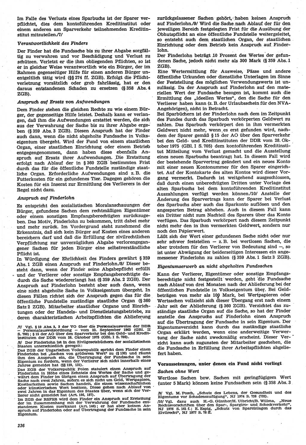 Neue Justiz (NJ), Zeitschrift für Recht und Rechtswissenschaft-Zeitschrift, sozialistisches Recht und Gesetzlichkeit, 31. Jahrgang 1977, Seite 236 (NJ DDR 1977, S. 236)