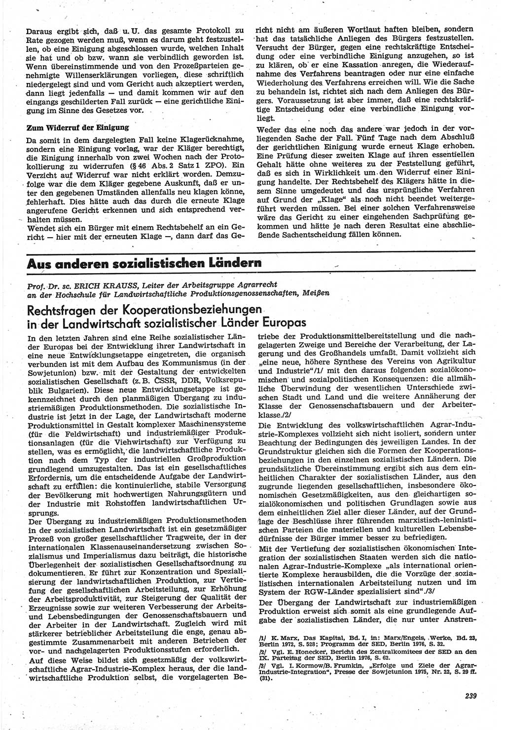 Neue Justiz (NJ), Zeitschrift für Recht und Rechtswissenschaft-Zeitschrift, sozialistisches Recht und Gesetzlichkeit, 31. Jahrgang 1977, Seite 239 (NJ DDR 1977, S. 239)