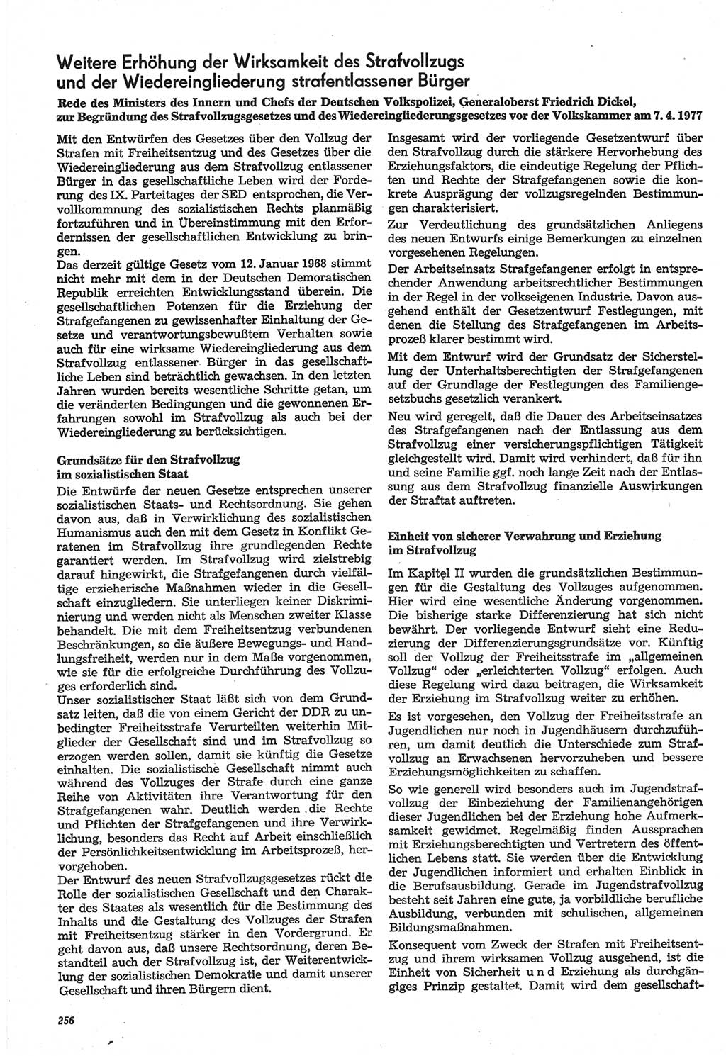 Neue Justiz (NJ), Zeitschrift für Recht und Rechtswissenschaft-Zeitschrift, sozialistisches Recht und Gesetzlichkeit, 31. Jahrgang 1977, Seite 256 (NJ DDR 1977, S. 256)