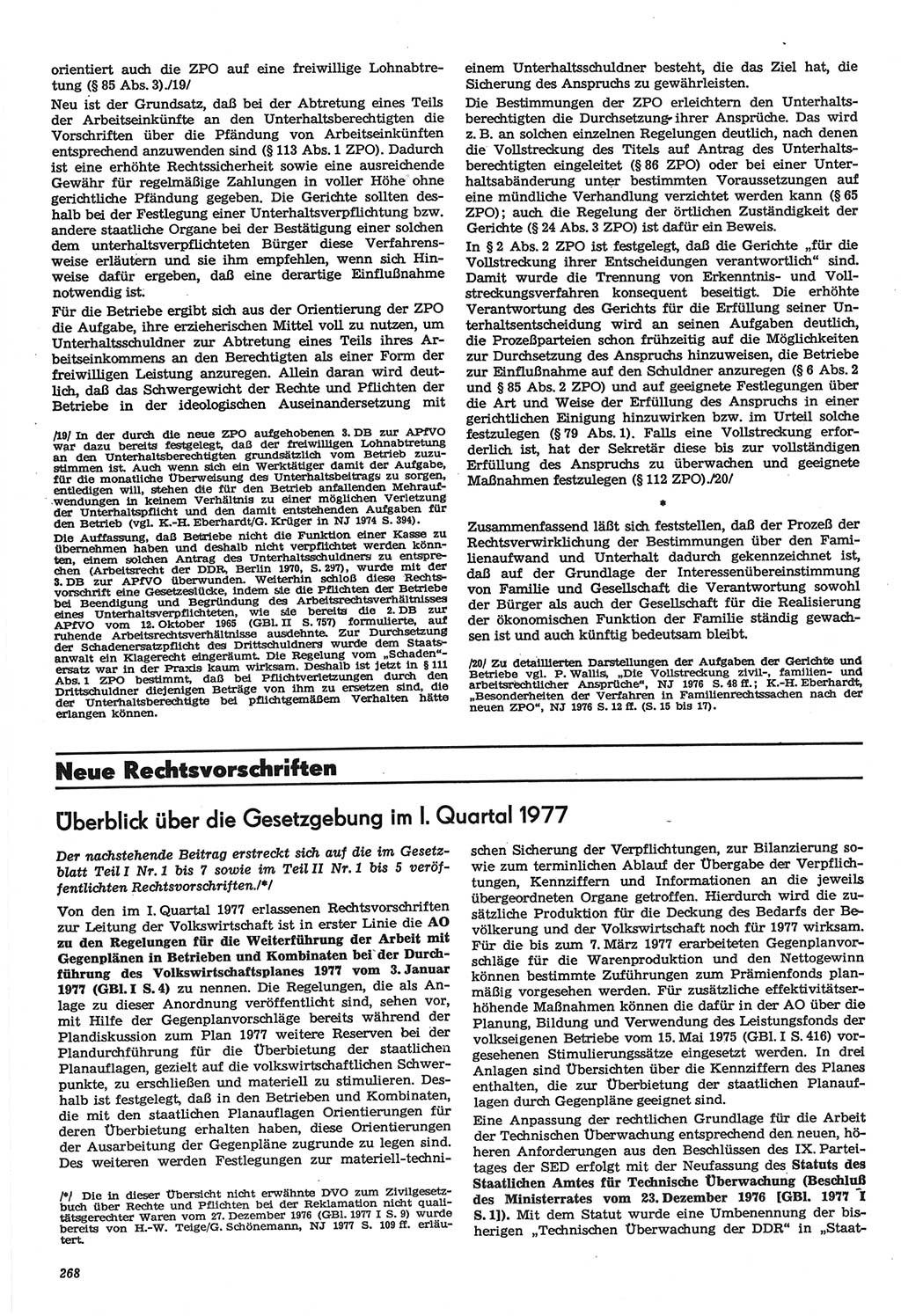 Neue Justiz (NJ), Zeitschrift für Recht und Rechtswissenschaft-Zeitschrift, sozialistisches Recht und Gesetzlichkeit, 31. Jahrgang 1977, Seite 268 (NJ DDR 1977, S. 268)