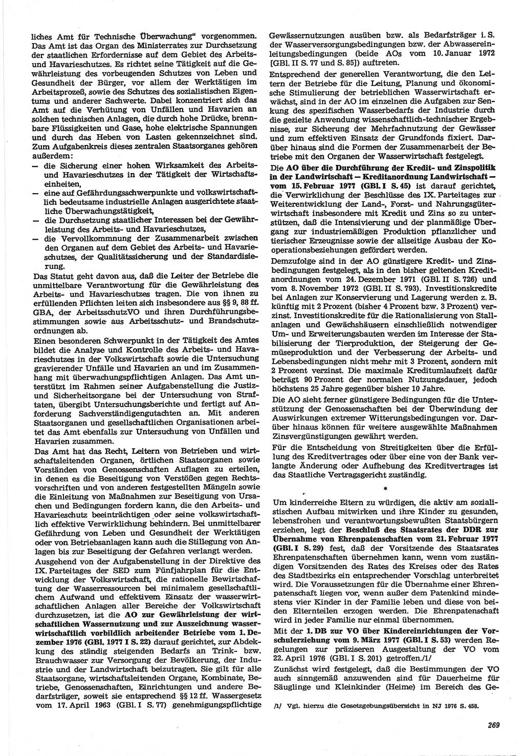 Neue Justiz (NJ), Zeitschrift für Recht und Rechtswissenschaft-Zeitschrift, sozialistisches Recht und Gesetzlichkeit, 31. Jahrgang 1977, Seite 269 (NJ DDR 1977, S. 269)