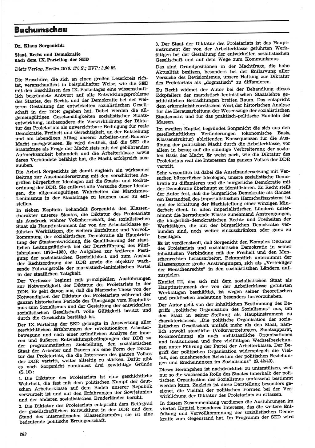 Neue Justiz (NJ), Zeitschrift für Recht und Rechtswissenschaft-Zeitschrift, sozialistisches Recht und Gesetzlichkeit, 31. Jahrgang 1977, Seite 282 (NJ DDR 1977, S. 282)