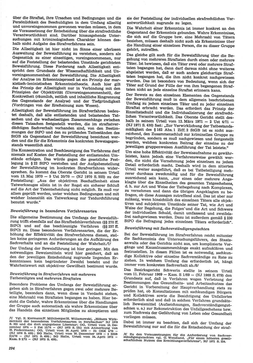 Neue Justiz (NJ), Zeitschrift für Recht und Rechtswissenschaft-Zeitschrift, sozialistisches Recht und Gesetzlichkeit, 31. Jahrgang 1977, Seite 294 (NJ DDR 1977, S. 294)