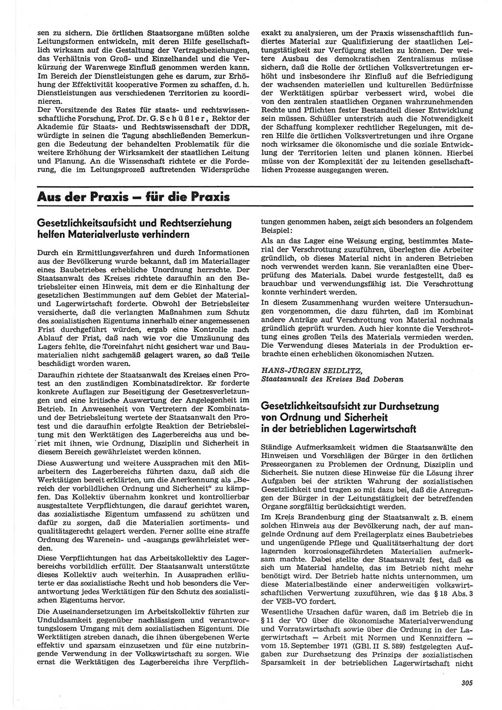 Neue Justiz (NJ), Zeitschrift für Recht und Rechtswissenschaft-Zeitschrift, sozialistisches Recht und Gesetzlichkeit, 31. Jahrgang 1977, Seite 305 (NJ DDR 1977, S. 305)