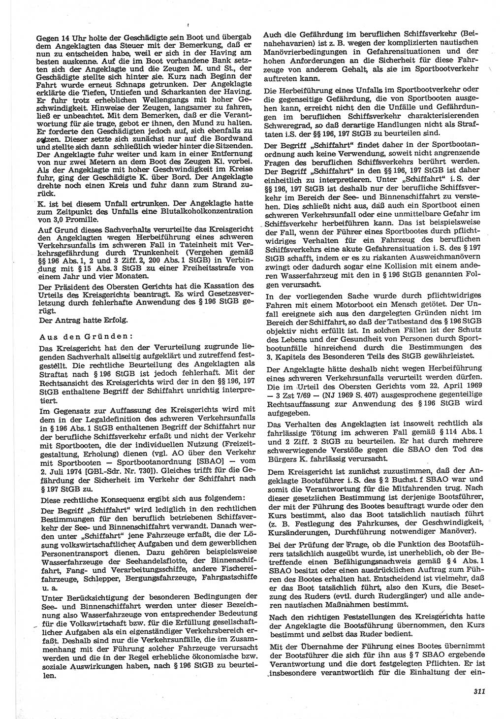 Neue Justiz (NJ), Zeitschrift für Recht und Rechtswissenschaft-Zeitschrift, sozialistisches Recht und Gesetzlichkeit, 31. Jahrgang 1977, Seite 311 (NJ DDR 1977, S. 311)