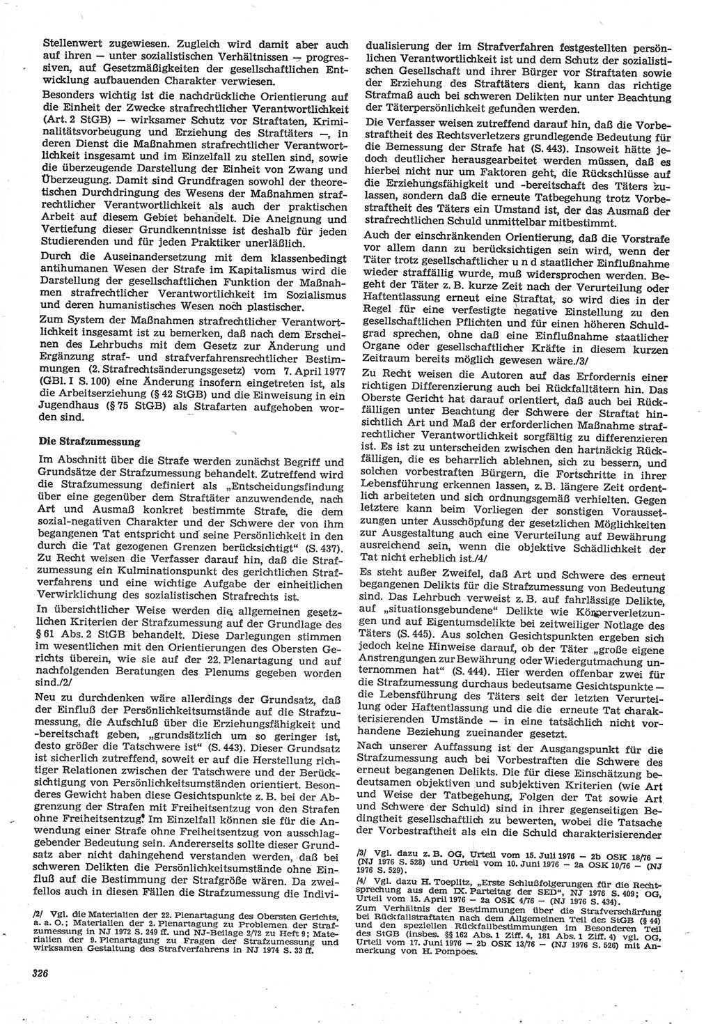 Neue Justiz (NJ), Zeitschrift für Recht und Rechtswissenschaft-Zeitschrift, sozialistisches Recht und Gesetzlichkeit, 31. Jahrgang 1977, Seite 326 (NJ DDR 1977, S. 326)