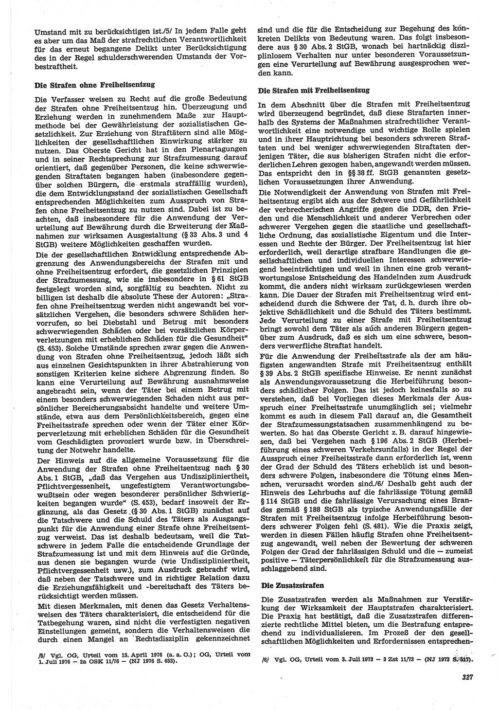 Neue Justiz (NJ), Zeitschrift für Recht und Rechtswissenschaft-Zeitschrift, sozialistisches Recht und Gesetzlichkeit, 31. Jahrgang 1977, Seite 327 (NJ DDR 1977, S. 327)