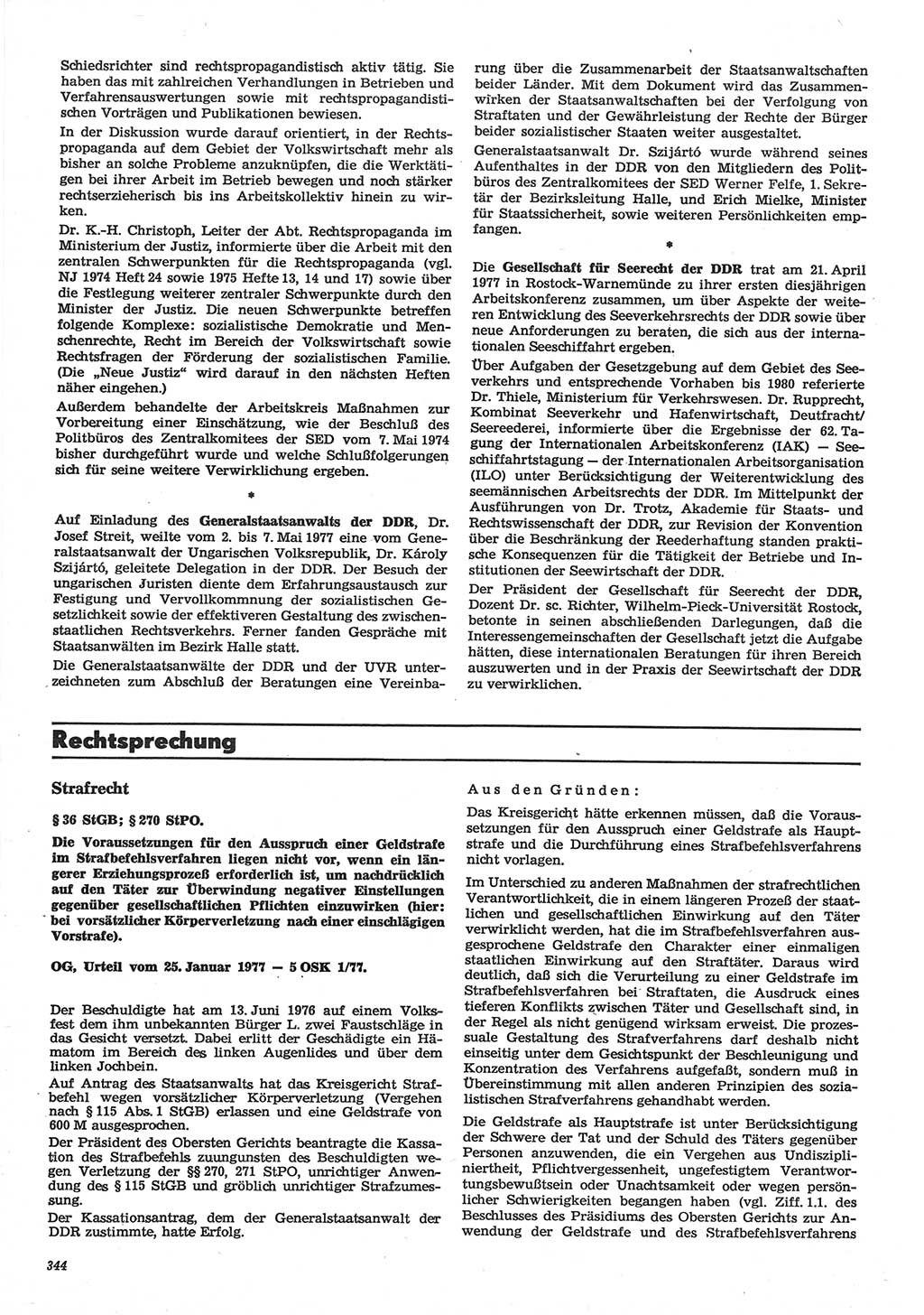 Neue Justiz (NJ), Zeitschrift für Recht und Rechtswissenschaft-Zeitschrift, sozialistisches Recht und Gesetzlichkeit, 31. Jahrgang 1977, Seite 344 (NJ DDR 1977, S. 344)