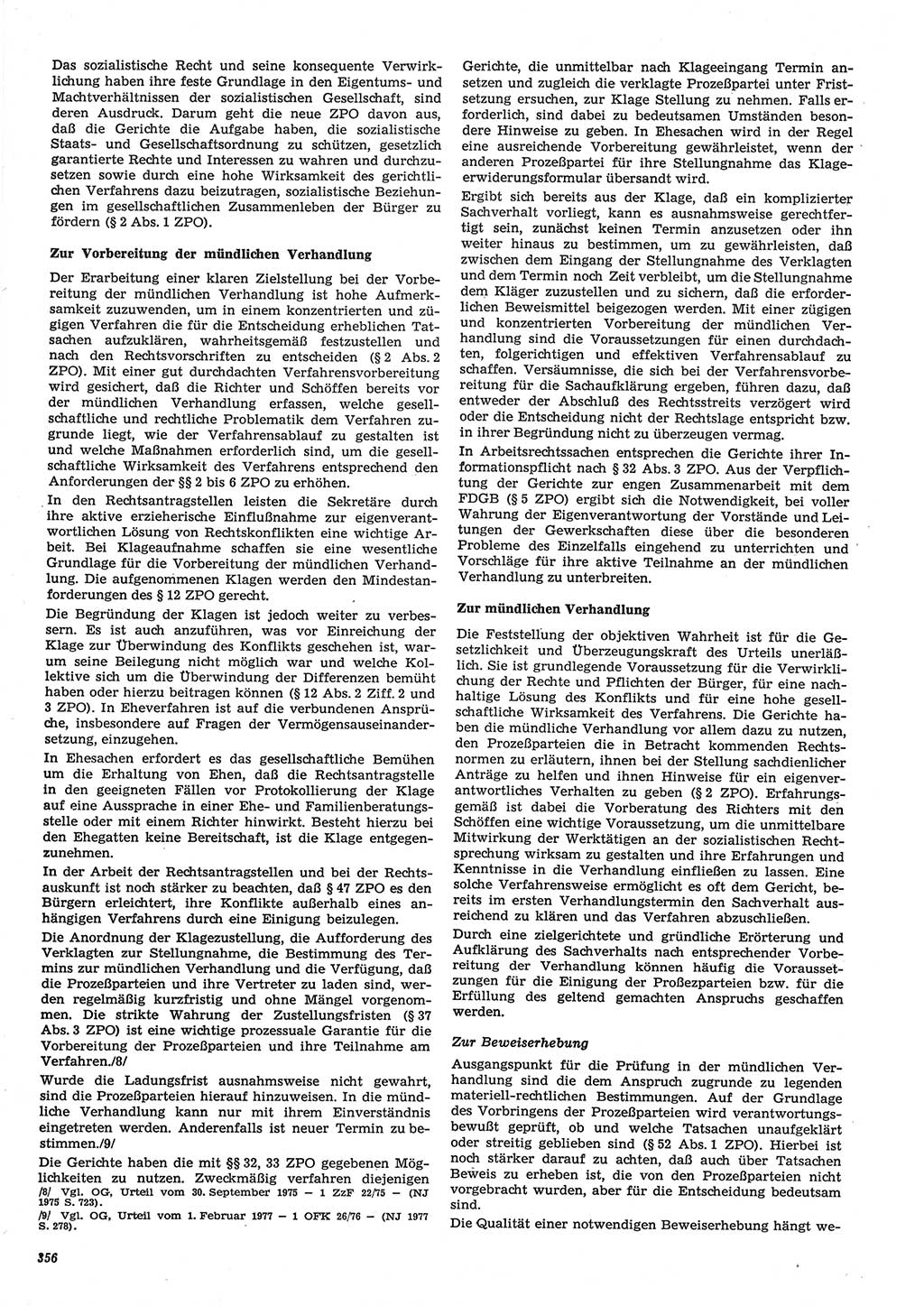 Neue Justiz (NJ), Zeitschrift für Recht und Rechtswissenschaft-Zeitschrift, sozialistisches Recht und Gesetzlichkeit, 31. Jahrgang 1977, Seite 356 (NJ DDR 1977, S. 356)
