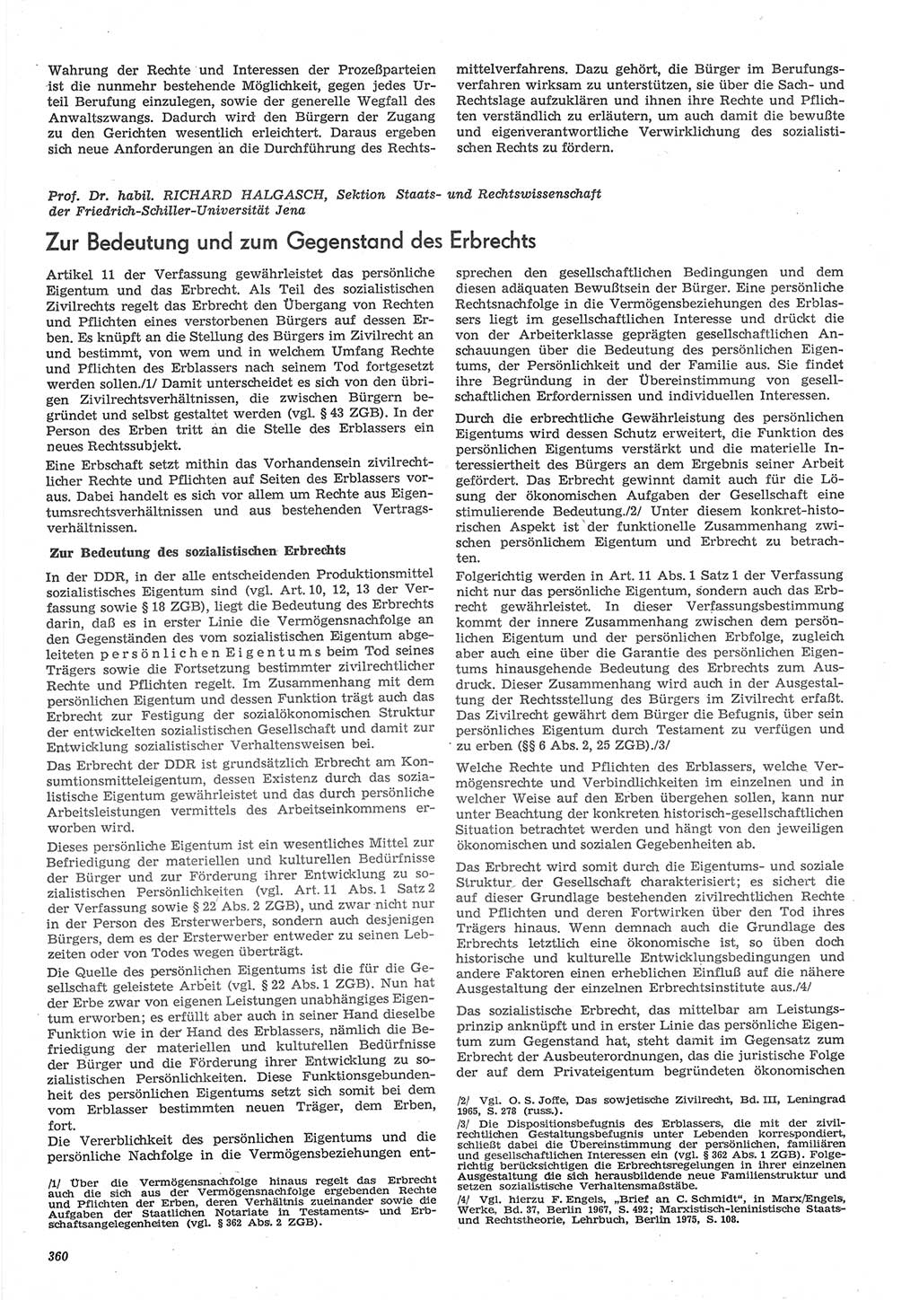 Neue Justiz (NJ), Zeitschrift für Recht und Rechtswissenschaft-Zeitschrift, sozialistisches Recht und Gesetzlichkeit, 31. Jahrgang 1977, Seite 360 (NJ DDR 1977, S. 360)