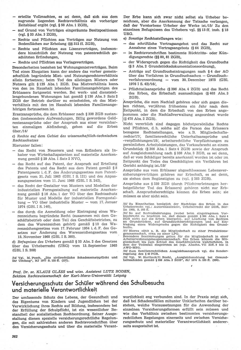 Neue Justiz (NJ), Zeitschrift für Recht und Rechtswissenschaft-Zeitschrift, sozialistisches Recht und Gesetzlichkeit, 31. Jahrgang 1977, Seite 362 (NJ DDR 1977, S. 362)