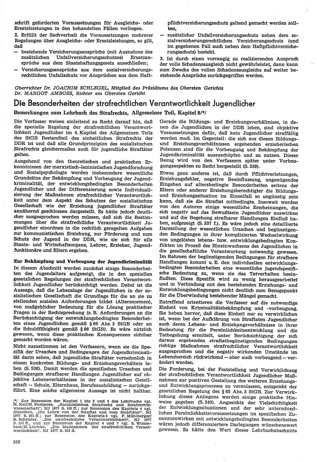 Neue Justiz (NJ), Zeitschrift für Recht und Rechtswissenschaft-Zeitschrift, sozialistisches Recht und Gesetzlichkeit, 31. Jahrgang 1977, Seite 366 (NJ DDR 1977, S. 366)