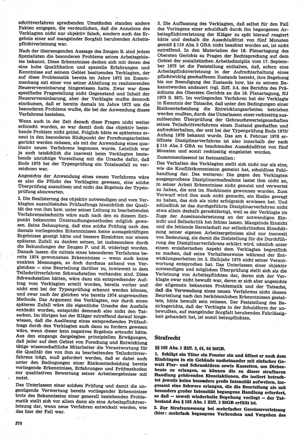Neue Justiz (NJ), Zeitschrift für Recht und Rechtswissenschaft-Zeitschrift, sozialistisches Recht und Gesetzlichkeit, 31. Jahrgang 1977, Seite 378 (NJ DDR 1977, S. 378)