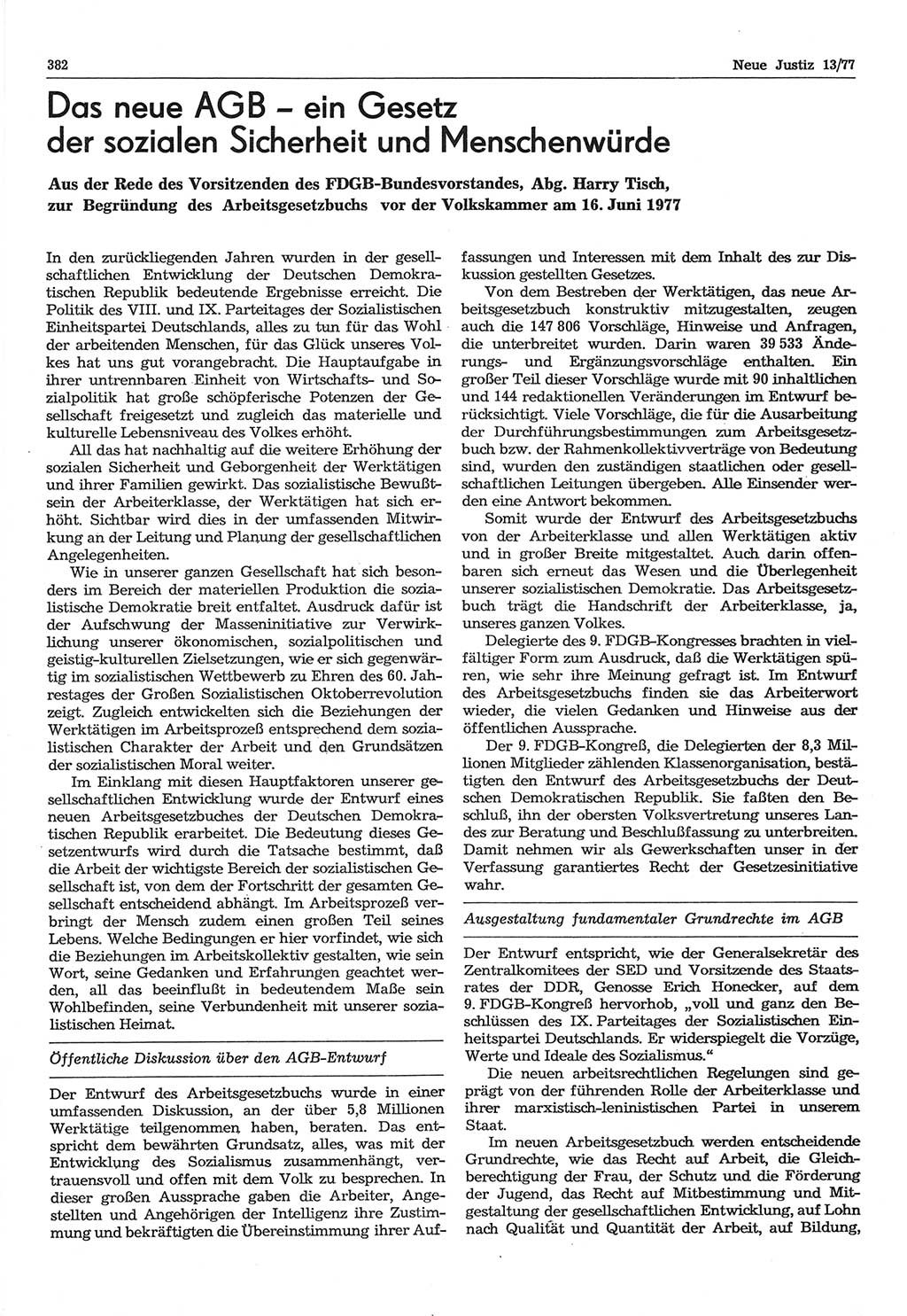 Neue Justiz (NJ), Zeitschrift für Recht und Rechtswissenschaft-Zeitschrift, sozialistisches Recht und Gesetzlichkeit, 31. Jahrgang 1977, Seite 382 (NJ DDR 1977, S. 382)