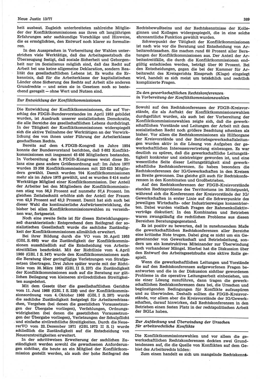 Neue Justiz (NJ), Zeitschrift für Recht und Rechtswissenschaft-Zeitschrift, sozialistisches Recht und Gesetzlichkeit, 31. Jahrgang 1977, Seite 389 (NJ DDR 1977, S. 389)