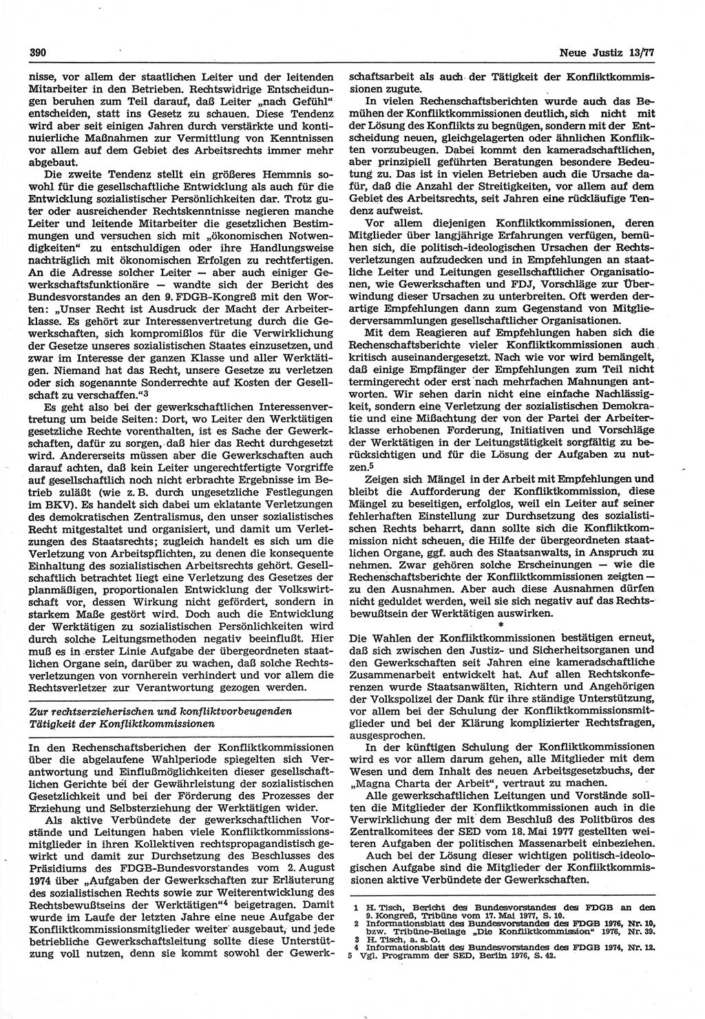 Neue Justiz (NJ), Zeitschrift für Recht und Rechtswissenschaft-Zeitschrift, sozialistisches Recht und Gesetzlichkeit, 31. Jahrgang 1977, Seite 390 (NJ DDR 1977, S. 390)