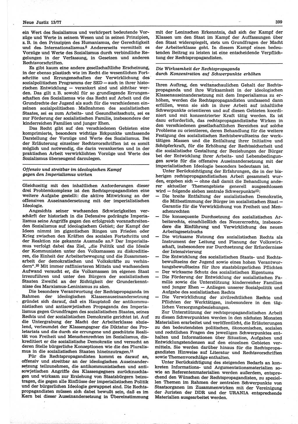Neue Justiz (NJ), Zeitschrift für Recht und Rechtswissenschaft-Zeitschrift, sozialistisches Recht und Gesetzlichkeit, 31. Jahrgang 1977, Seite 399 (NJ DDR 1977, S. 399)