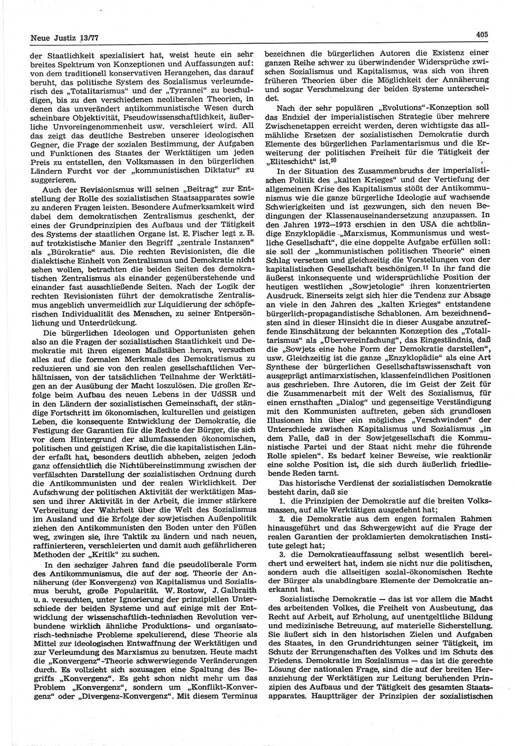 Neue Justiz (NJ), Zeitschrift für Recht und Rechtswissenschaft-Zeitschrift, sozialistisches Recht und Gesetzlichkeit, 31. Jahrgang 1977, Seite 405 (NJ DDR 1977, S. 405)