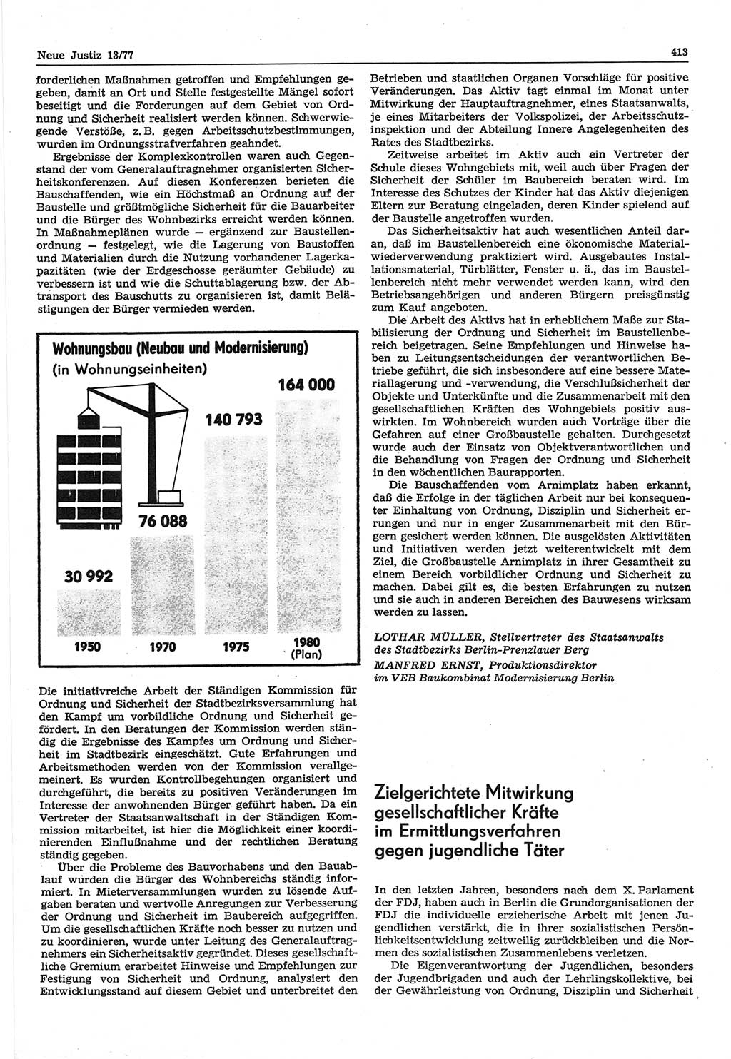 Neue Justiz (NJ), Zeitschrift für Recht und Rechtswissenschaft-Zeitschrift, sozialistisches Recht und Gesetzlichkeit, 31. Jahrgang 1977, Seite 413 (NJ DDR 1977, S. 413)