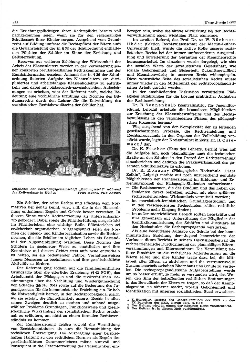 Neue Justiz (NJ), Zeitschrift für Recht und Rechtswissenschaft-Zeitschrift, sozialistisches Recht und Gesetzlichkeit, 31. Jahrgang 1977, Seite 466 (NJ DDR 1977, S. 466)