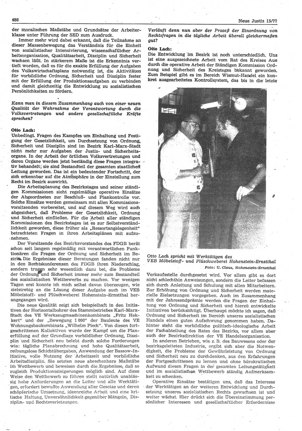 Neue Justiz (NJ), Zeitschrift für Recht und Rechtswissenschaft-Zeitschrift, sozialistisches Recht und Gesetzlichkeit, 31. Jahrgang 1977, Seite 488 (NJ DDR 1977, S. 488)